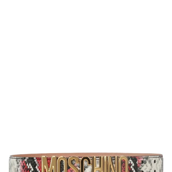 Moschino Logo Lettering Python Print Belt Fantasy red Size 38 /75 main image 4